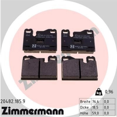 Zimmermann Bremsbelagsatz, Scheibenbremse pb:z 20482.185.9 Zimmermann Bremsbelagsatz, Scheibenbremse pb:z 20482.185.9