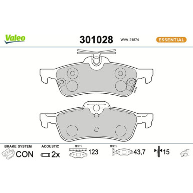 Valeo Bremsbelagsatz, Scheibenbremse ESSENTIAL 301028 Valeo Bremsbelagsatz, Scheibenbremse ESSENTIAL 301028