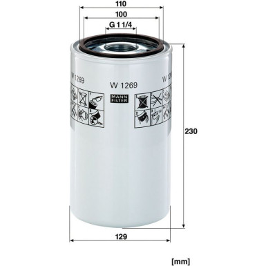 Filter, Arbeitshydraulik W 1269