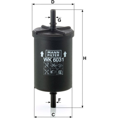 MANN-FILTER WK 6031 Kraftstofffilter Leitungsfilter, 8mm MANN-FILTER WK 6031 Kraftstofffilter Leitungsfilter, 8mm