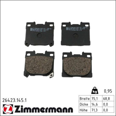 Zimmermann Bremsbelagsatz, Scheibenbremse 26423.145.1