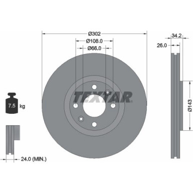 Textar Bremsscheibe PRO 92168503 Textar Bremsscheibe PRO 92168503