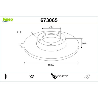 Valeo Bremsscheibe COATED 673065