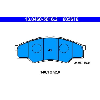ATE Bremsbelagsatz, Scheibenbremse 13.0460-5616.2 ATE Bremsbelagsatz, Scheibenbremse 13.0460-5616.2