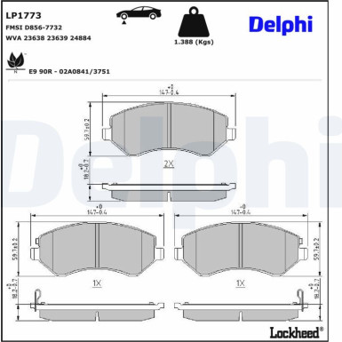 Delphi Bremsbelagsatz, Scheibenbremse LP1773 Delphi Bremsbelagsatz, Scheibenbremse LP1773