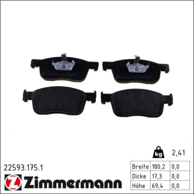 Bremsbelagsatz, Scheibenbremse 22593.175.1 Bremsbelagsatz, Scheibenbremse 22593.175.1