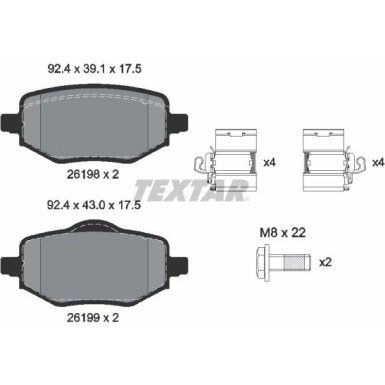 Textar Bremsbelagsatz, Scheibenbremse Q+ 2619801 Textar Bremsbelagsatz, Scheibenbremse Q+ 2619801