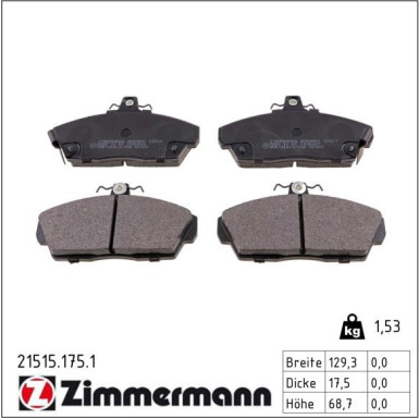 Zimmermann Bremsbelagsatz, Scheibenbremse 21515.175.1 Zimmermann Bremsbelagsatz, Scheibenbremse 21515.175.1