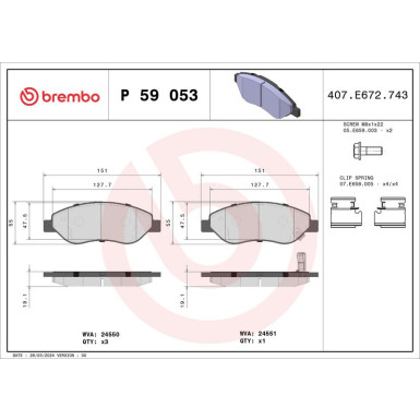 Bremsbelagsatz, Scheibenbremse P 59 053 Bremsbelagsatz, Scheibenbremse P 59 053