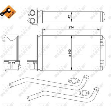 NRF Wärmetauscher, Innenraumheizung mit Rohr EASY FIT 58617