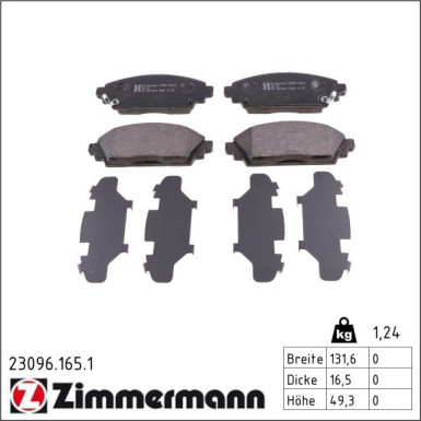 Zimmermann Bremsbelagsatz, Scheibenbremse 23096.165.1 Zimmermann Bremsbelagsatz, Scheibenbremse 23096.165.1