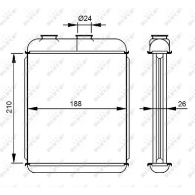 NRF Wärmetauscher, Innenraumheizung ohne Rohr 53215