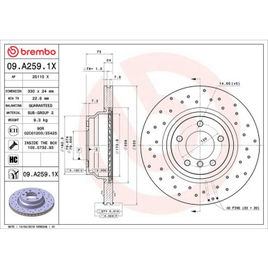 Bremsscheibe 09.A259.1X Bremsscheibe 09.A259.1X