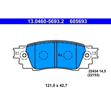 ATE Bremsbelagsatz, Scheibenbremse 13.0460-5693.2 ATE Bremsbelagsatz, Scheibenbremse 13.0460-5693.2