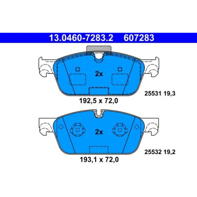 ATE Bremsbelagsatz, Scheibenbremse 13.0460-7283.2 ATE Bremsbelagsatz, Scheibenbremse 13.0460-7283.2