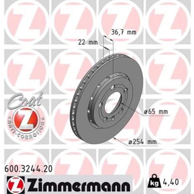 Zimmermann Bremsscheibe Coat Z 600.3244.20