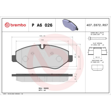 Brembo Bremsbelagsatz, Scheibenbremse PRIME LINE P A6 026 Brembo Bremsbelagsatz, Scheibenbremse PRIME LINE P A6 026