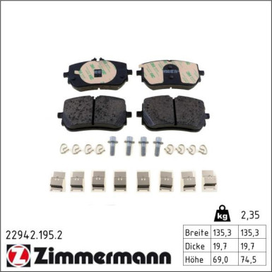 Bremsbelagsatz, Scheibenbremse 22942.195.2 Bremsbelagsatz, Scheibenbremse 22942.195.2