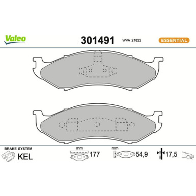 Valeo Bremsbelagsatz, Scheibenbremse ESSENTIAL 301491