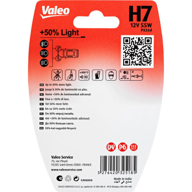 Valeo Glühlampe, Fernscheinwerfer +50% LIGHT 032518