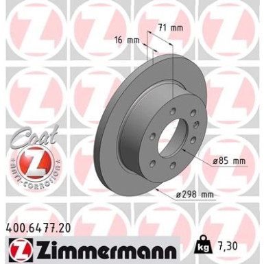 Zimmermann Bremsscheibe Coat Z 400.6477.20