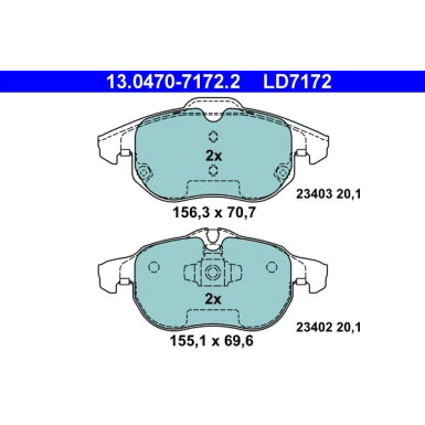 Bremsbelagsatz, Scheibenbremse ATE Ceramic 13.0470-7172.2 Bremsbelagsatz, Scheibenbremse ATE Ceramic 13.0470-7172.2
