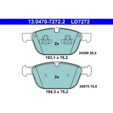 Bremsbelagsatz, Scheibenbremse ATE Ceramic 13.0470-7272.2 Bremsbelagsatz, Scheibenbremse ATE Ceramic 13.0470-7272.2