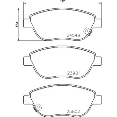 Hella Bremsbelagsatz, Scheibenbremse 8DB 355 020-881 Hella Bremsbelagsatz, Scheibenbremse 8DB 355 020-881