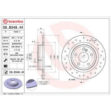 Brembo Bremsscheibe XTRA LINE - Xtra 08.B348.4X