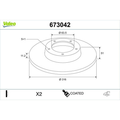 Valeo Bremsscheibe COATED 673042