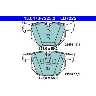Bremsbelagsatz, Scheibenbremse ATE Ceramic 13.0470-7225.2 Bremsbelagsatz, Scheibenbremse ATE Ceramic 13.0470-7225.2