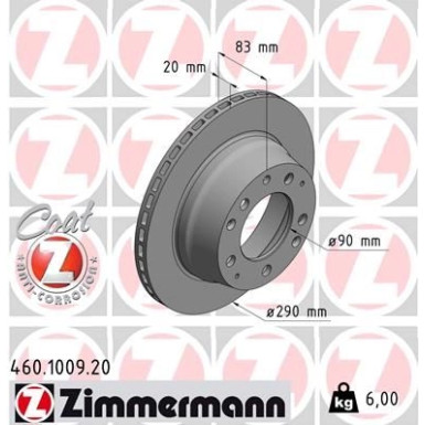 Zimmermann Bremsscheibe Coat Z 460.1009.20 Zimmermann Bremsscheibe Coat Z 460.1009.20