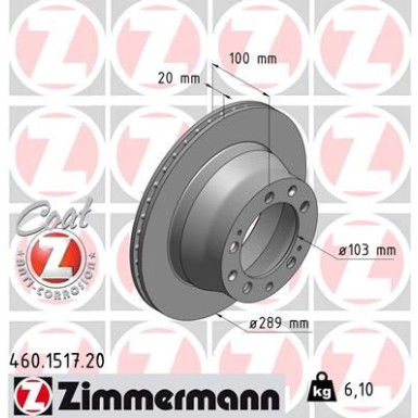 Zimmermann Bremsscheibe Coat Z 460.1517.20