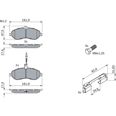 BOSCH Bremsbelagsatz, Scheibenbremse 0 986 494 163 BOSCH Bremsbelagsatz, Scheibenbremse 0 986 494 163