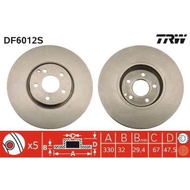 Bremsscheibe TRW SINGLE DF6012S
