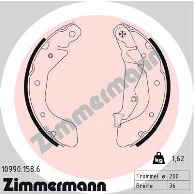 Zimmermann Bremsbackensatz 10990.158.6 Zimmermann Bremsbackensatz 10990.158.6