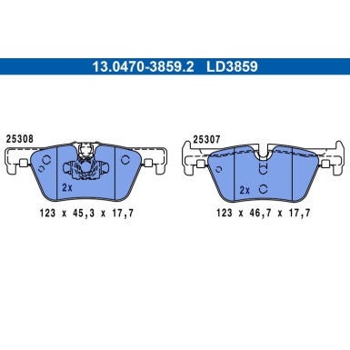 Bremsbelagsatz, Scheibenbremse ATE Ceramic 13.0470-3859.2 Bremsbelagsatz, Scheibenbremse ATE Ceramic 13.0470-3859.2