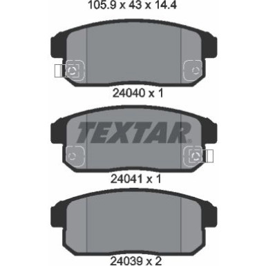 Textar Bremsbelagsatz, Scheibenbremse 2404001 Textar Bremsbelagsatz, Scheibenbremse 2404001