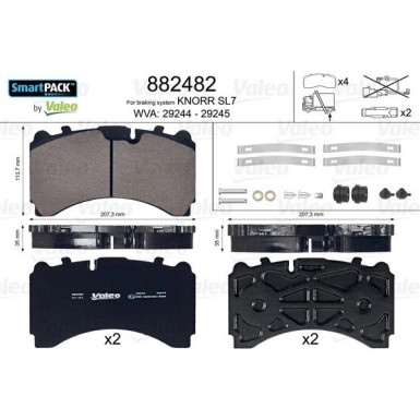 Valeo Bremsbelagsatz, Scheibenbremse SMARTPACK 882482