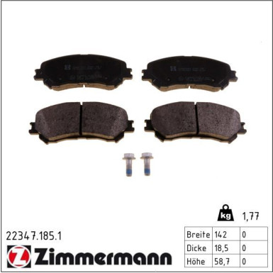 ZIMMERMANN 22347.185.1 Bremsbeläge mit akustischer Verschleißwarnung, mit Schrauben