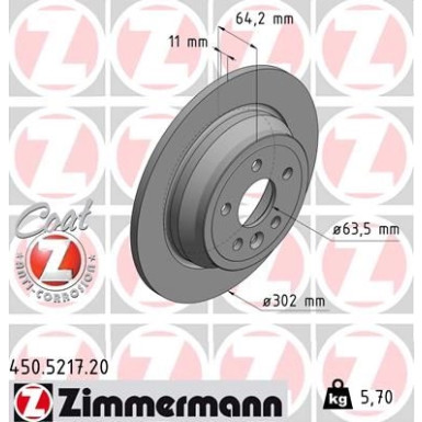 Zimmermann Bremsscheibe Coat Z 450.5217.20