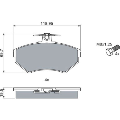BOSCH Bremsbelagsatz, Scheibenbremse 0 986 494 021 BOSCH Bremsbelagsatz, Scheibenbremse 0 986 494 021