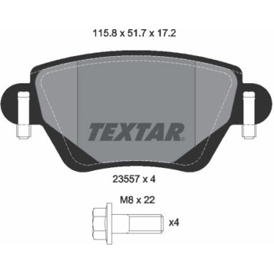 Textar Bremsbelagsatz, Scheibenbremse Q+ 2355701 Textar Bremsbelagsatz, Scheibenbremse Q+ 2355701