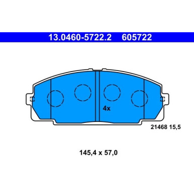 ATE Bremsbelagsatz, Scheibenbremse 13.0460-5722.2 ATE Bremsbelagsatz, Scheibenbremse 13.0460-5722.2