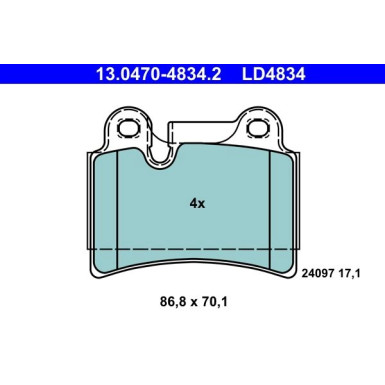 Bremsbelagsatz, Scheibenbremse ATE Ceramic 13.0470-4834.2