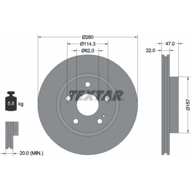 Textar Bremsscheibe 92222100 Textar Bremsscheibe 92222100
