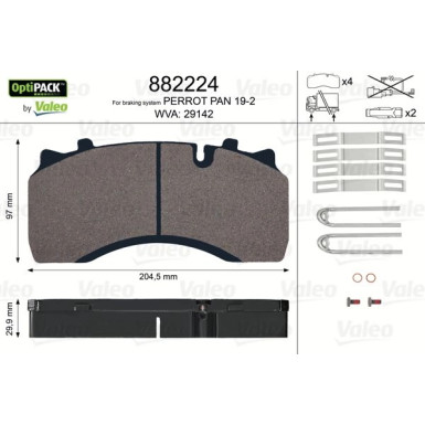 Valeo Bremsbelagsatz, Scheibenbremse OPTIPACK 882224
