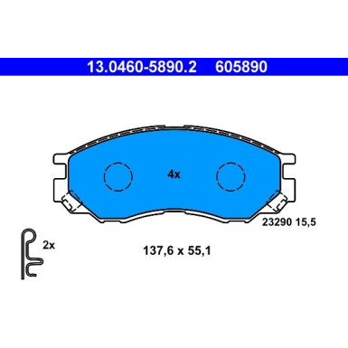 ATE Bremsbelagsatz, Scheibenbremse 13.0460-5890.2 ATE Bremsbelagsatz, Scheibenbremse 13.0460-5890.2