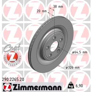 Zimmermann Bremsscheibe Coat Z 290.2265.20