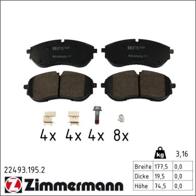Bremsbelagsatz, Scheibenbremse 22493.195.2 Bremsbelagsatz, Scheibenbremse 22493.195.2